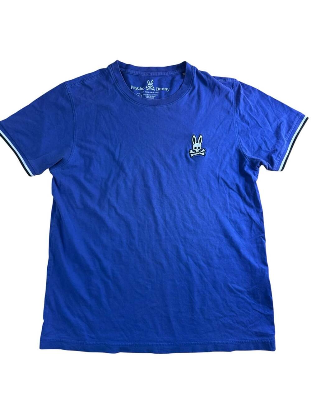 Psycho Bunny T-Shirt Size 4 Blue Pima Cotton Graphic Logo